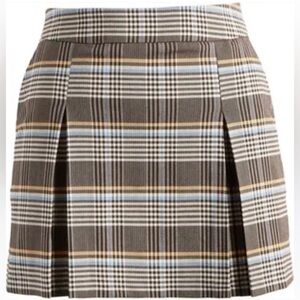 Topshop Women’s Black Blue Yellow Plaid Casual Mini Skirt With Pockets Size 14